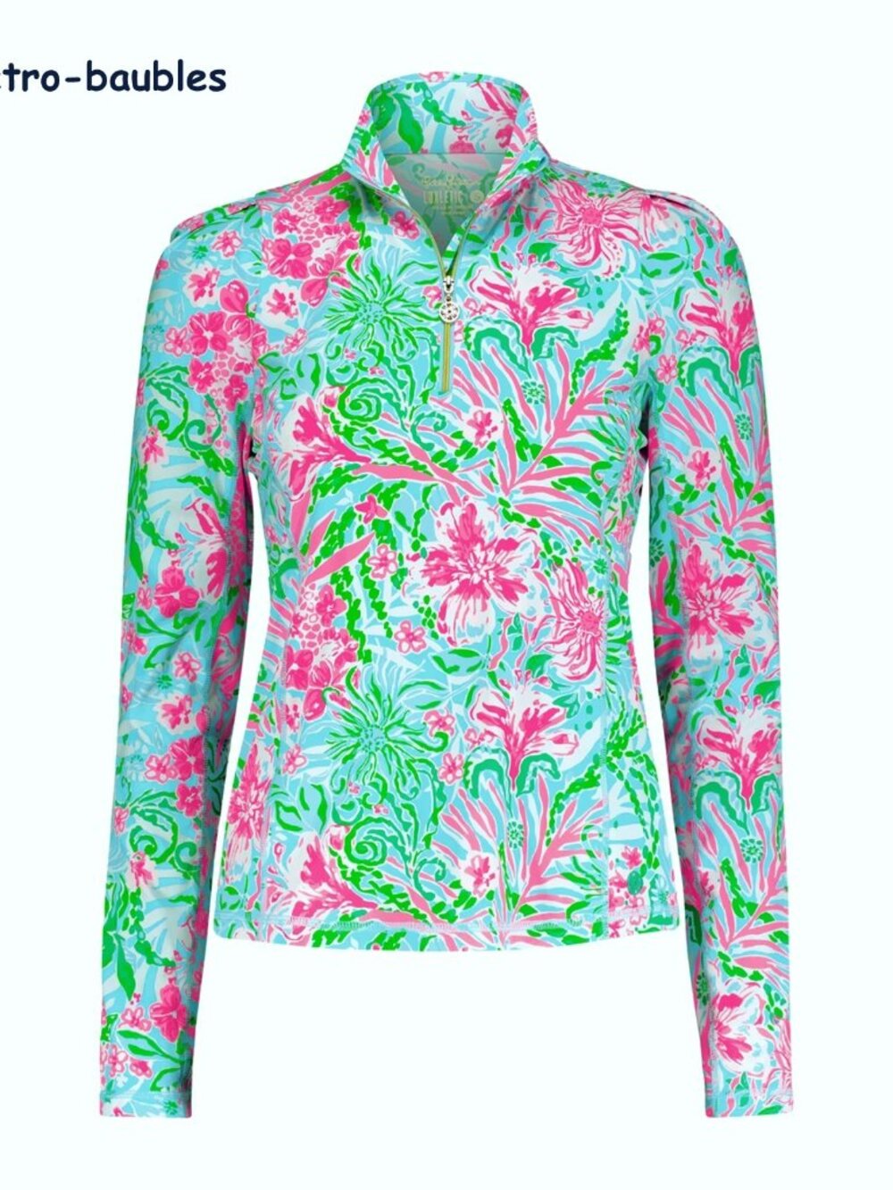 Lilly Pulitzer Luxletic Niccola Popover Amalfi Blue Leaf It Wild Sz M - NWOT